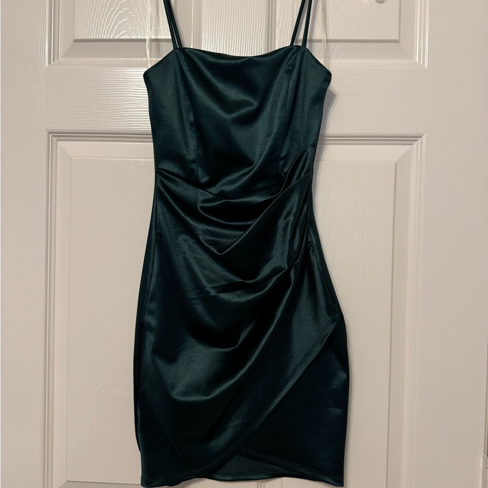 Elegant Green Satin Dress